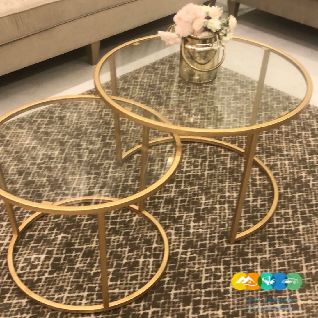 طقم طاولات قهوه ليزر ذهبي
