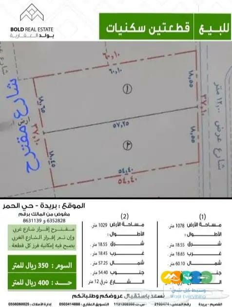 للبيع قطعتين سكنيات