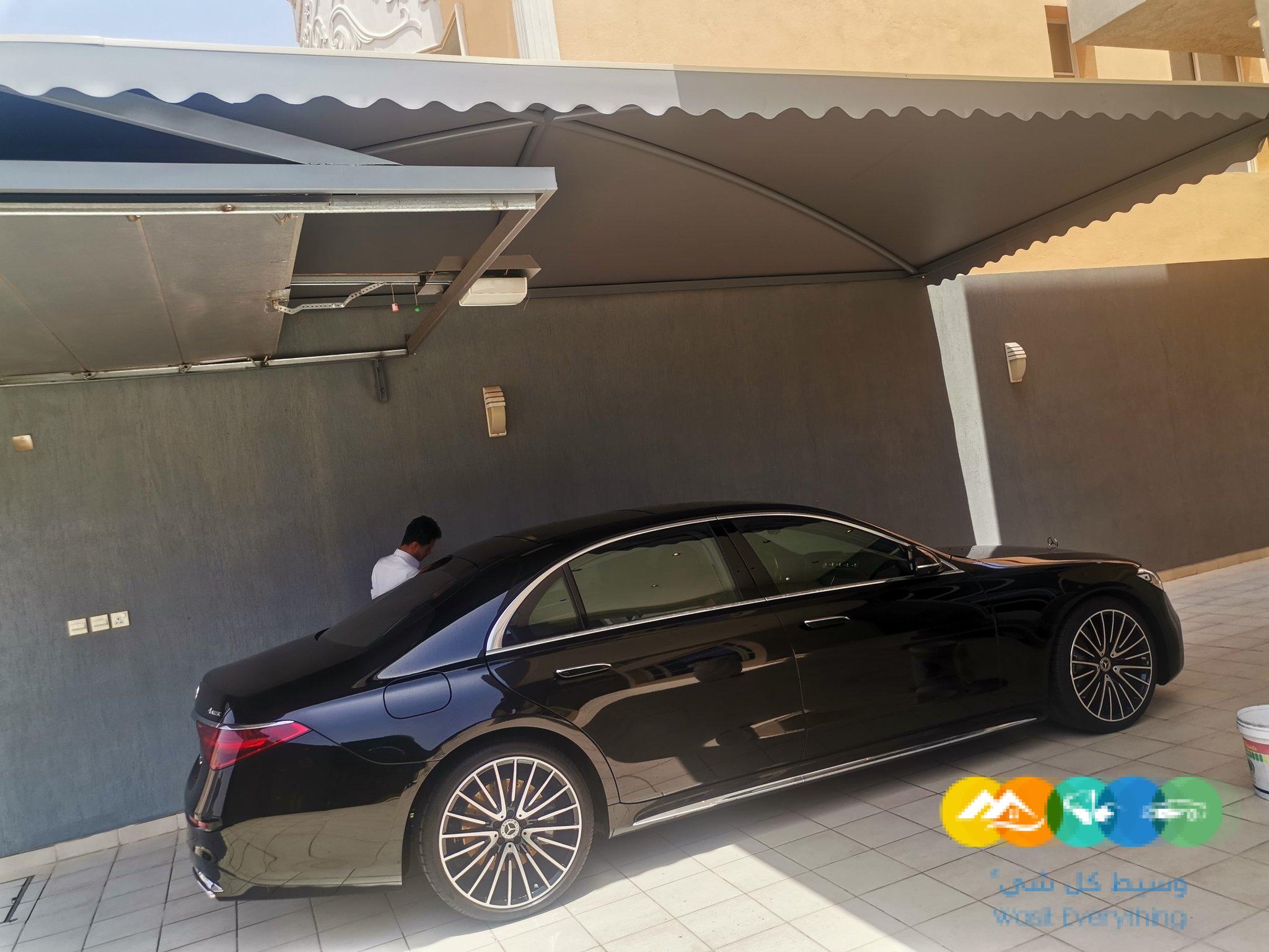 تركيب مظلات حديد على شكل خشب