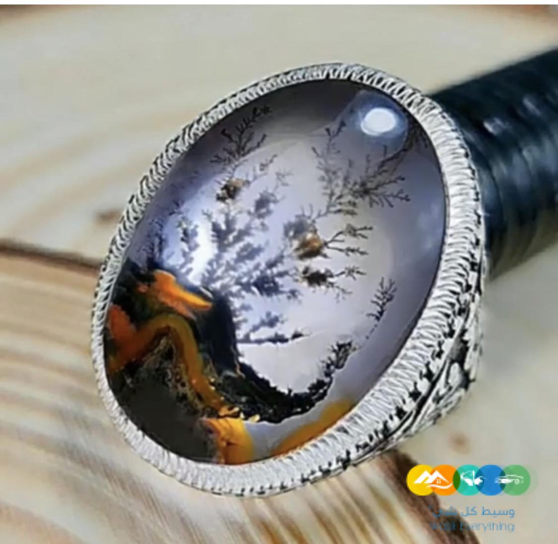 خواتم فضة رجالي عقيق يماني شجري