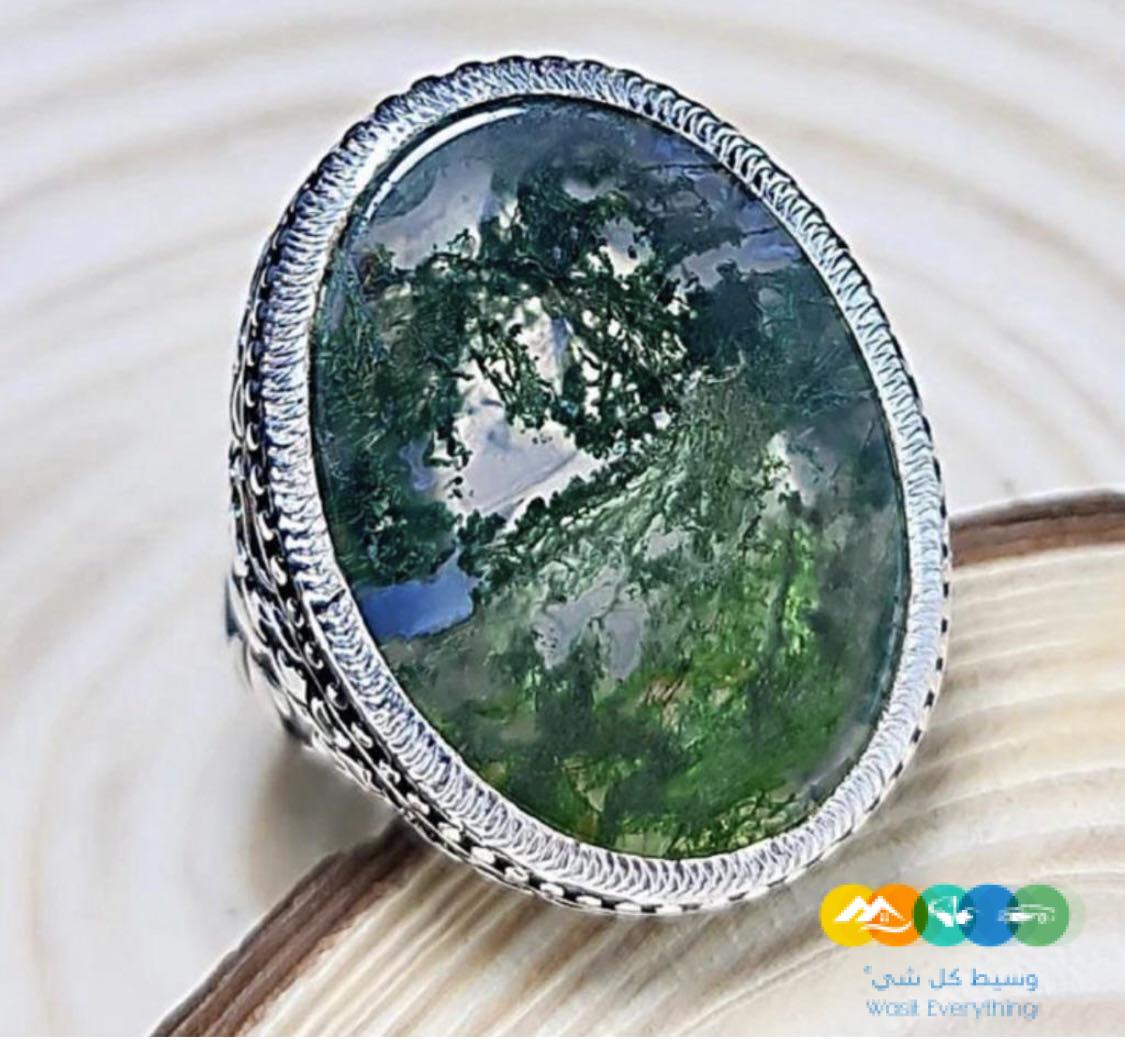 خواتم فضة رجالي عقيق يماني شجري