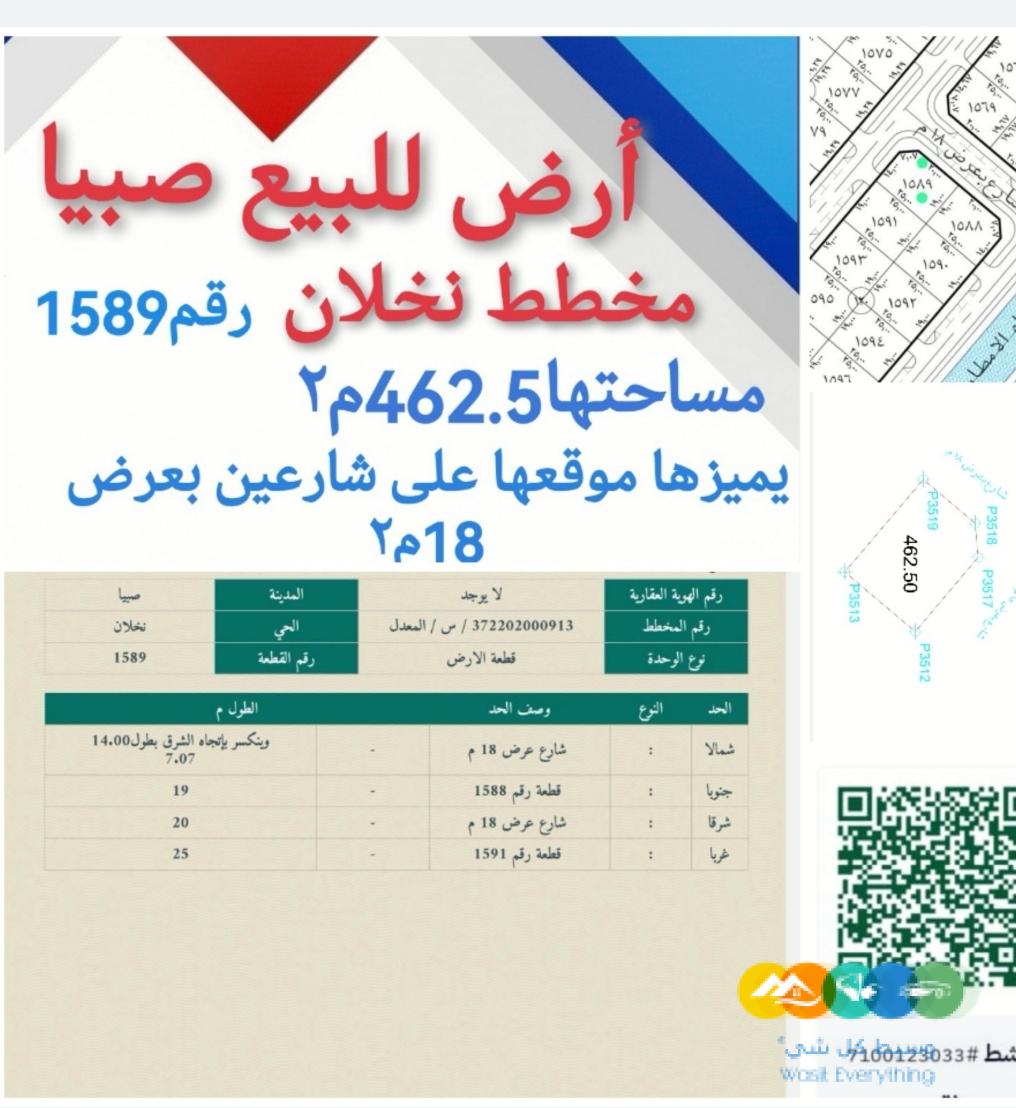 يتوفر أرض نخلان بصبيا للبيع كاش نخللن ارض