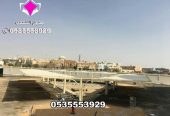 تصنيع وتركيب مشاريع مظلات مواقف سيارات نيوم 0500559613