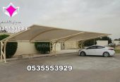 تصنيع وتركيب مشاريع مظلات مواقف سيارات نيوم 0500559613