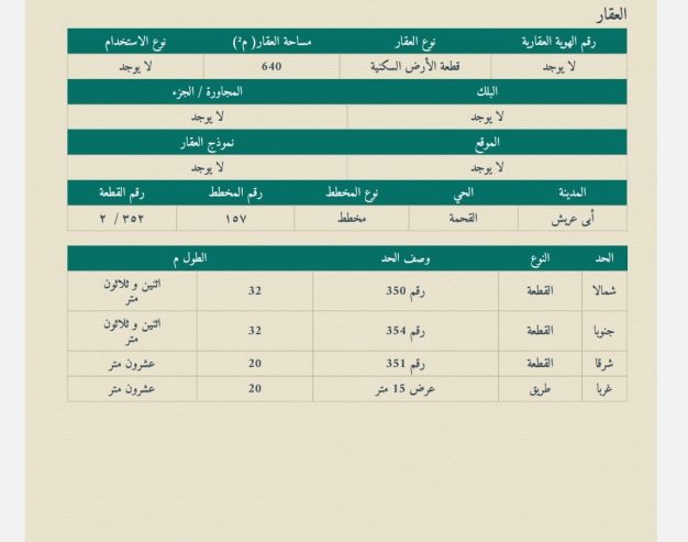 ارض للبيع في ابو عريش مخطط القحمة