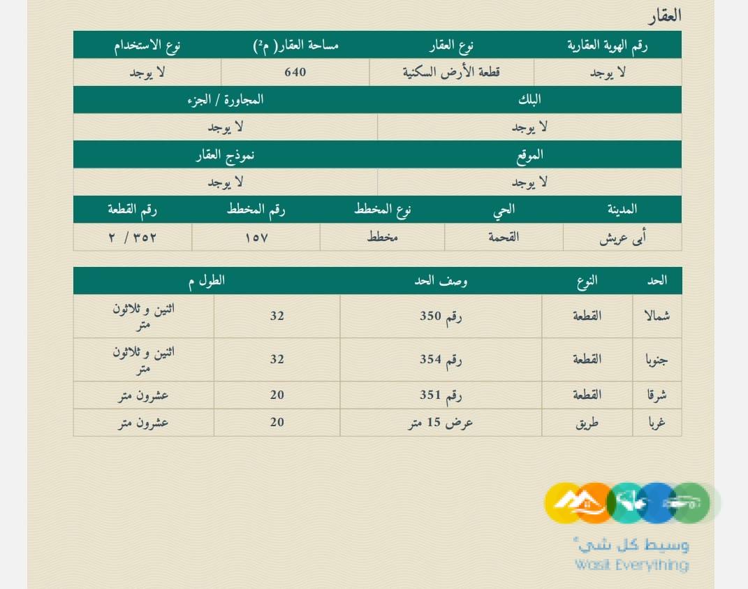 ارض للبيع في ابو عريش مخطط القحمة