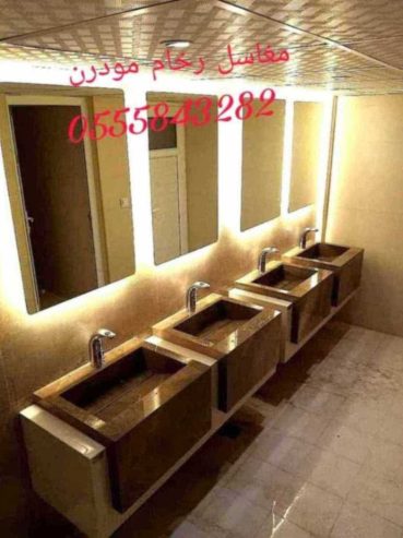 مغاسل رخام , ديكورات مغاسل حمامات جديدة