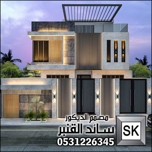 تصميم و تشطيب واجهة فيلا خارجية
