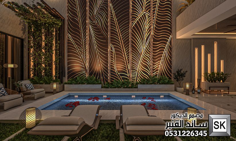 تصميم لاندسكيب منزلي فاخر في الرياض