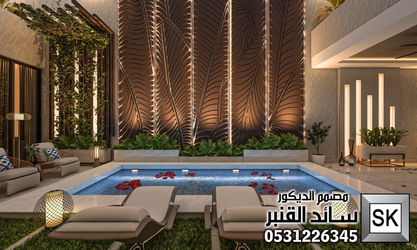 تصميم لاندسكيب منزلي فاخر في الرياض