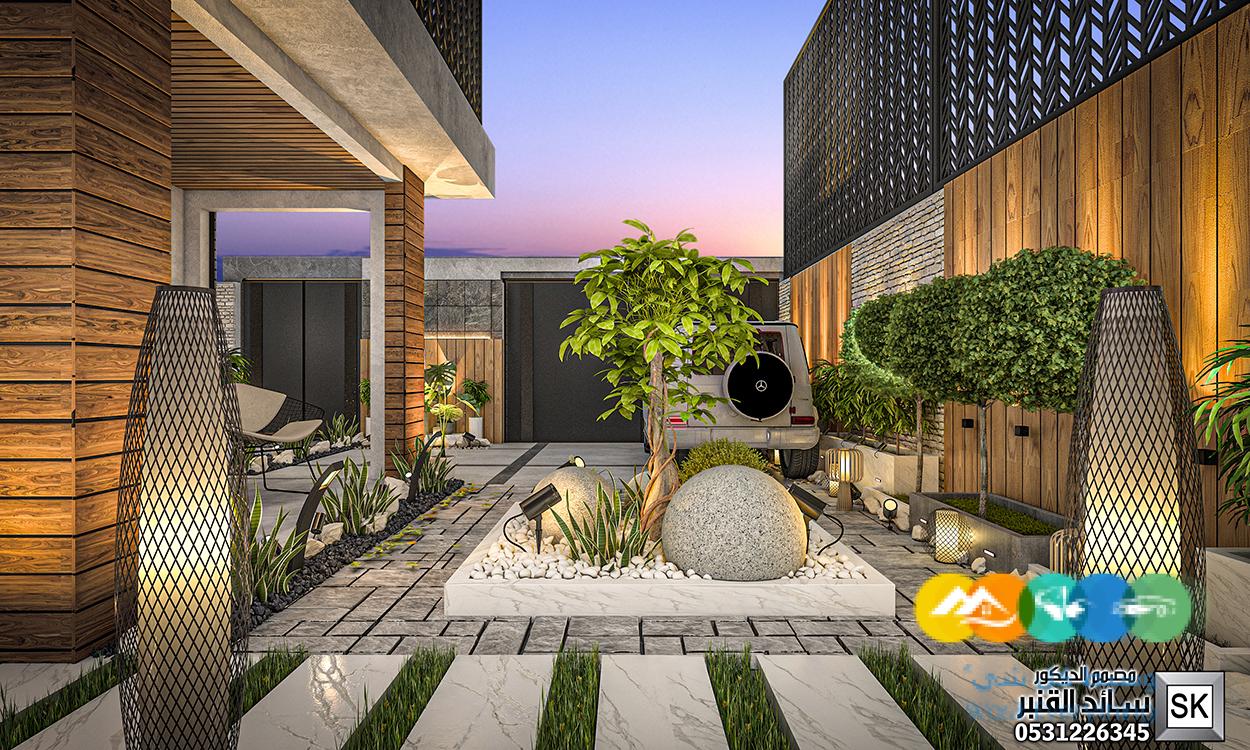 تصميم و تنفيذ لاندسكيب منزلي فاخر في الرياض