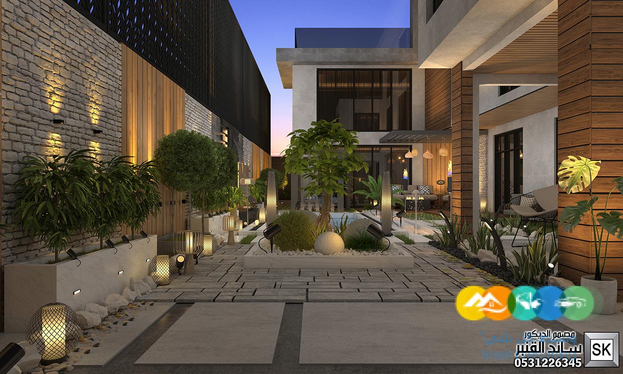 تصميم و تنفيذ لاندسكيب منزلي فاخر في الرياض