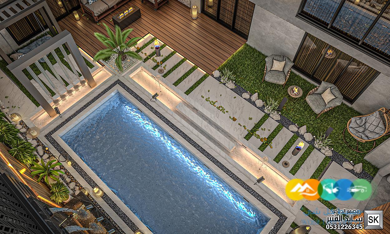 تصميم و تنفيذ لاندسكيب منزلي فاخر في الرياض