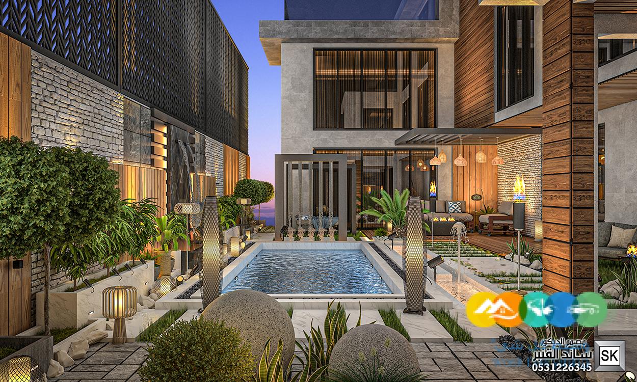 تصميم و تنفيذ لاندسكيب منزلي فاخر في الرياض