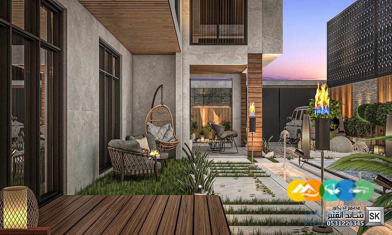 تصميم و تنفيذ لاندسكيب منزلي فاخر في الرياض