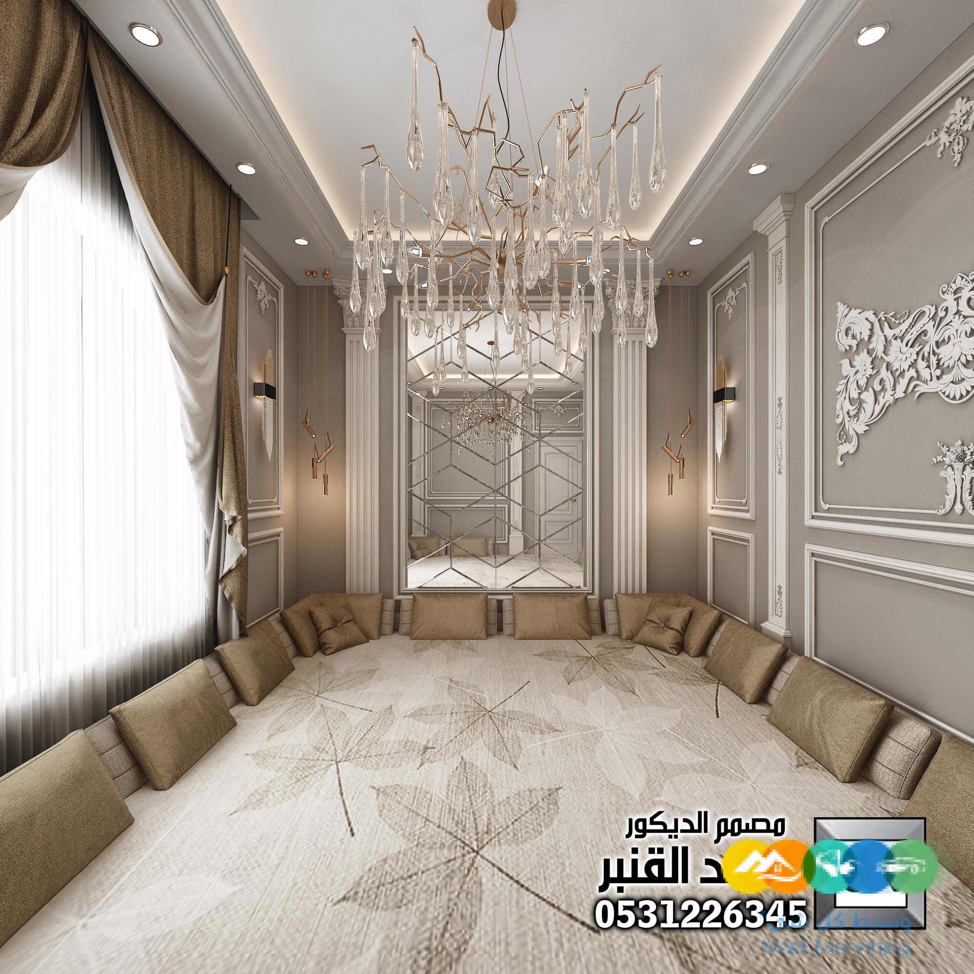 تصميم داخلي دور أرضي نيوكلاسيك فاخر في الرياض
