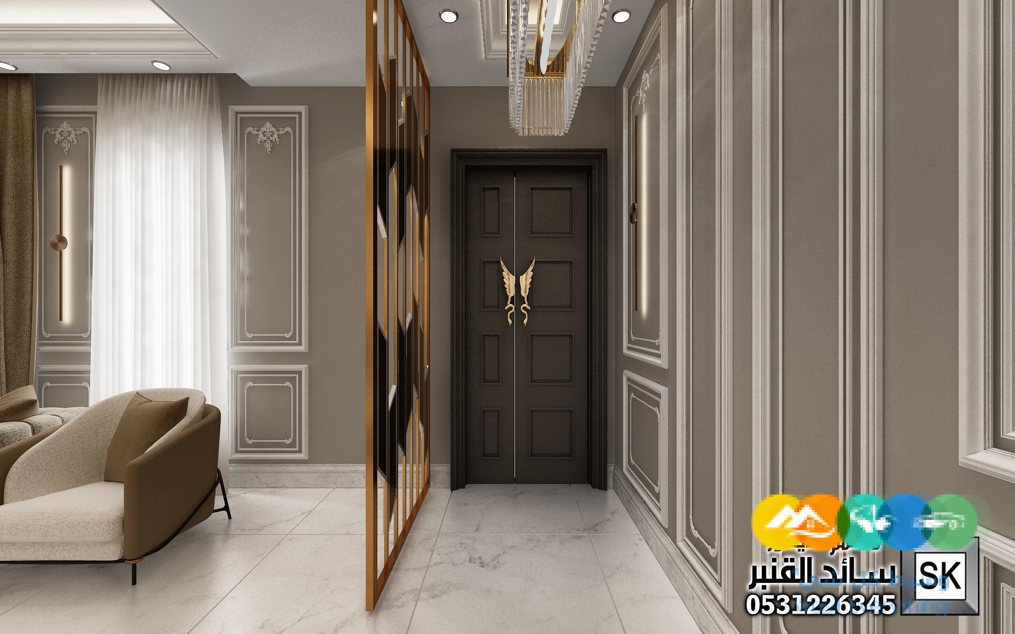 تصميم داخلي دور أرضي نيوكلاسيك فاخر في الرياض