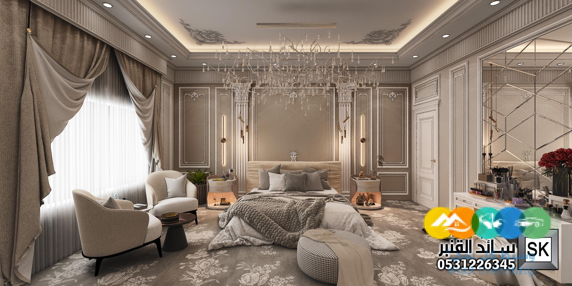 تصميم داخلي دور أرضي نيوكلاسيك فاخر في الرياض