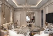تصميم داخلي دور أرضي نيوكلاسيك فاخر في الرياض