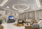 تصميم داخلي دور أرضي نيوكلاسيك فاخر في الرياض