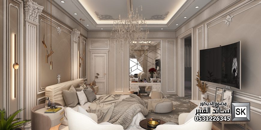 تصميم داخلي دور أرضي نيوكلاسيك فاخر في الرياض