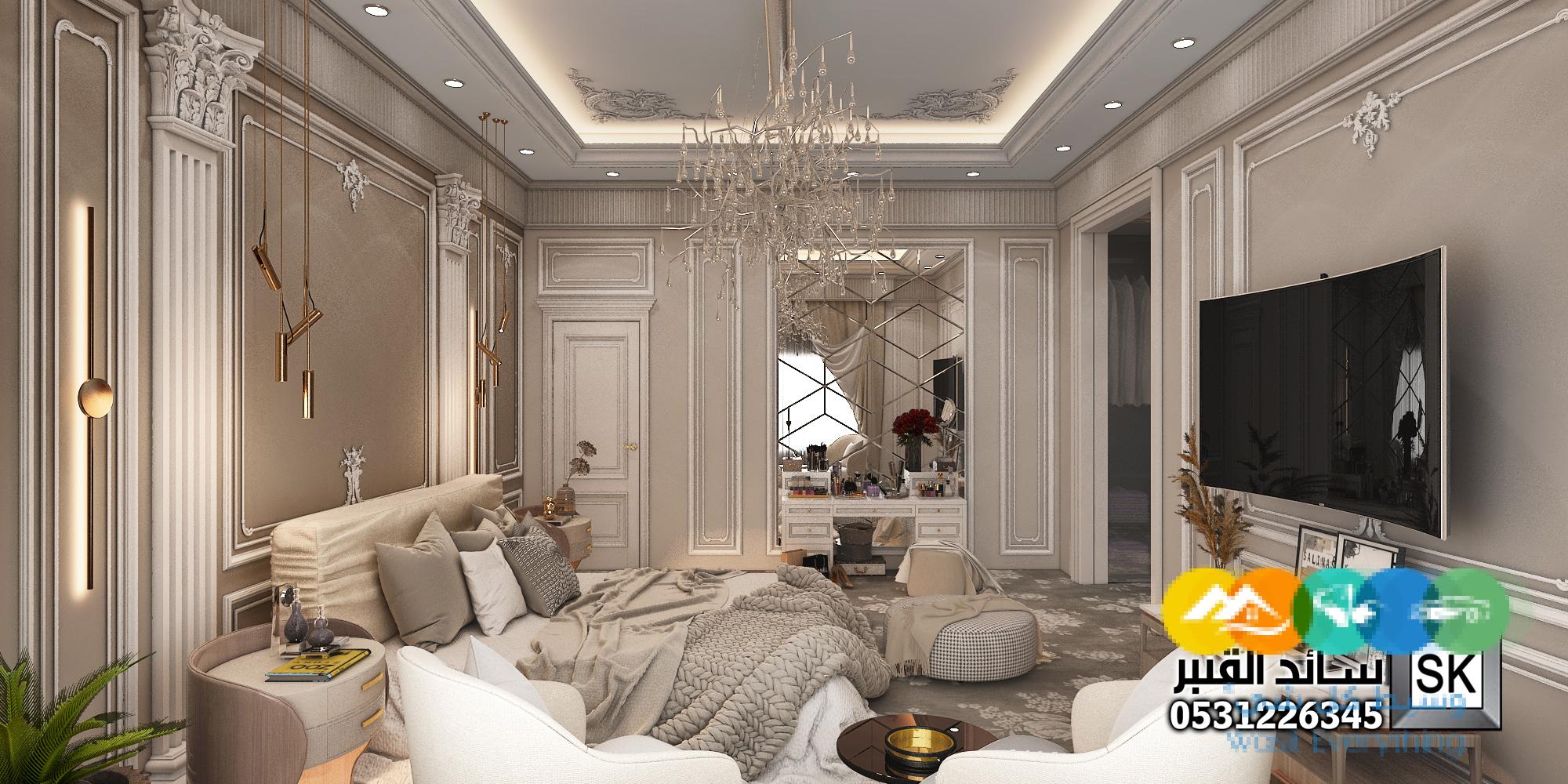 تصميم داخلي دور أرضي نيوكلاسيك فاخر في الرياض