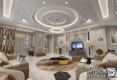 تصميم داخلي دور أرضي نيوكلاسيك فاخر في الرياض