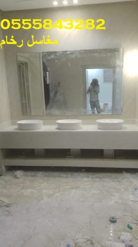 مغاسل رخام , ديكورات مغاسل الحمامات جميلة وفاخرة