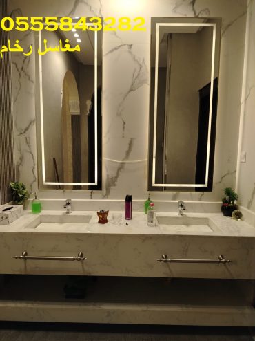 مغاسل رخام , ديكورات مغاسل الحمامات جميلة وفاخرة