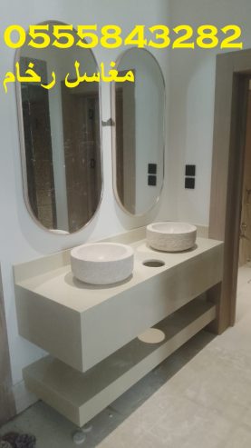 مغاسل رخام , ديكورات مغاسل الحمامات جميلة وفاخرة