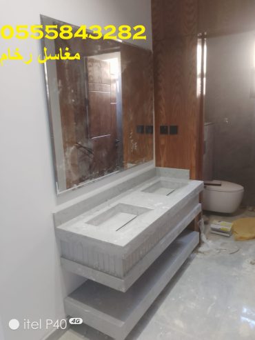 مغاسل رخام , ديكورات مغاسل الحمامات جميلة وفاخرة